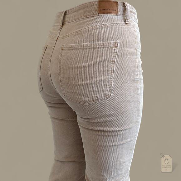 American Eagle High Rise Flare Corduroy Pants Women’s Size 8 Beige - Picture 5 of 7